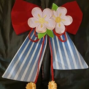 Large Kuwui Floral Red and Blue Bow